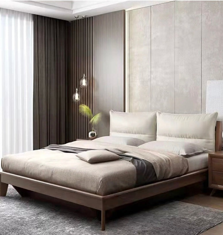 Modern Bed Tan Color Wooden Bedroom Beds Solid Wood Schlafzimmer Bett