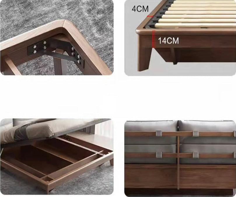 Modern Bed Tan Color Wooden Bedroom Beds Solid Wood Schlafzimmer Bett