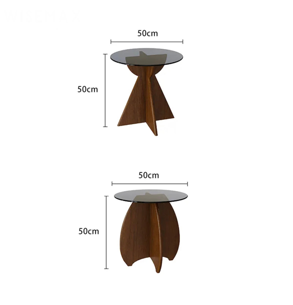 High End Wood Table Design Glass Top Wood Base Round Coffee Table