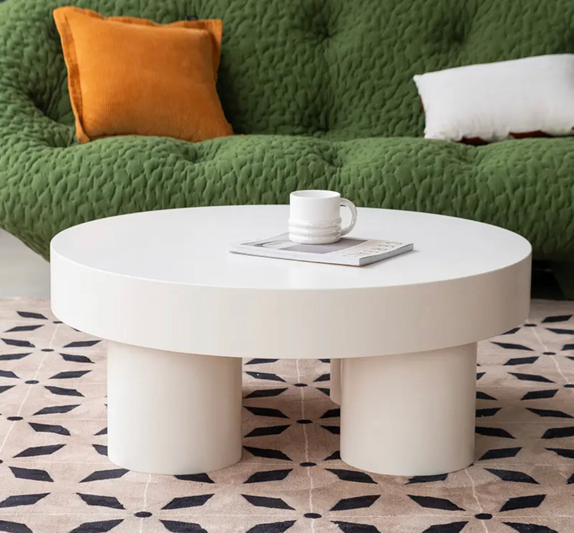 Round Coffee Table Solid Wood Elephant Design Living Room Tea Table