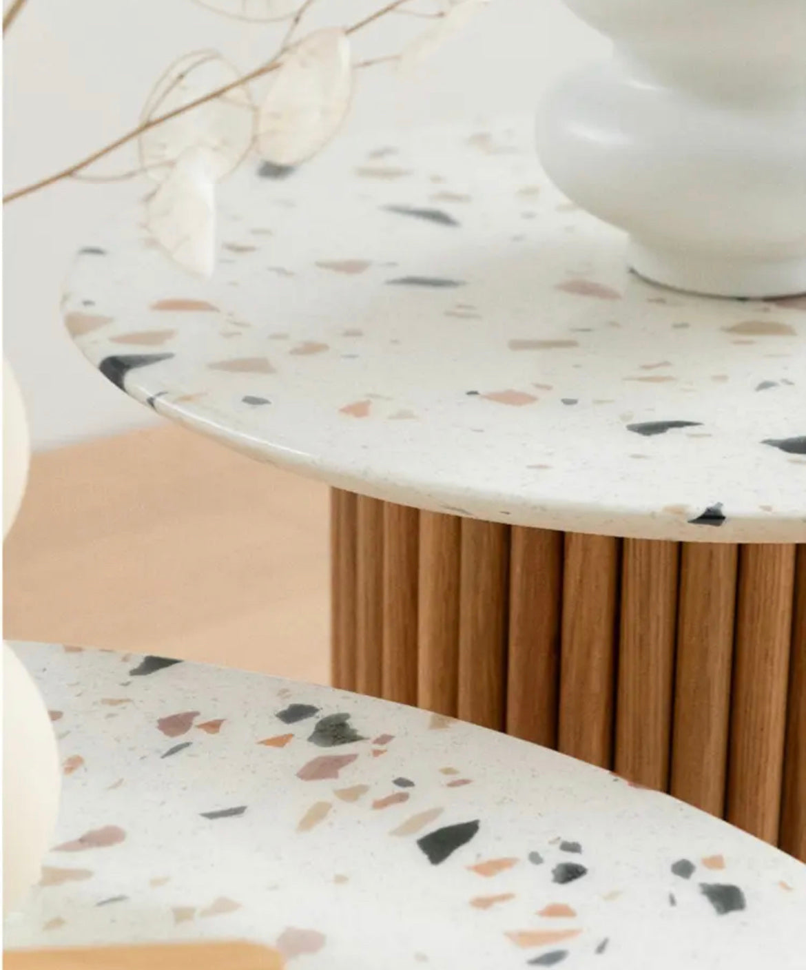 Light Luxury Marble Wood Round Art Coffee Tea Tables