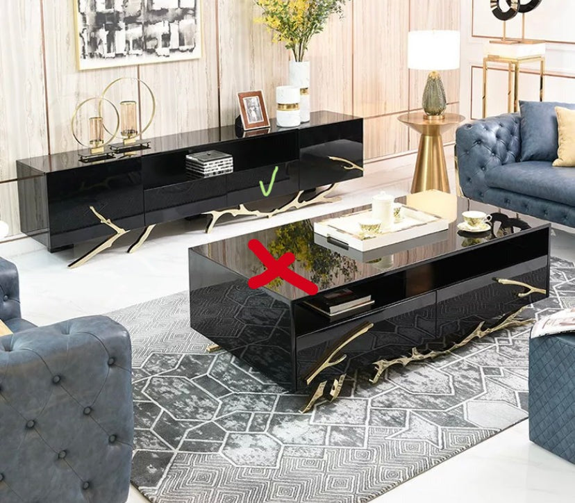 TV Lowboards Italian Design Modern TV Stand Gold Metal Living Room Wood Fernsehtisch