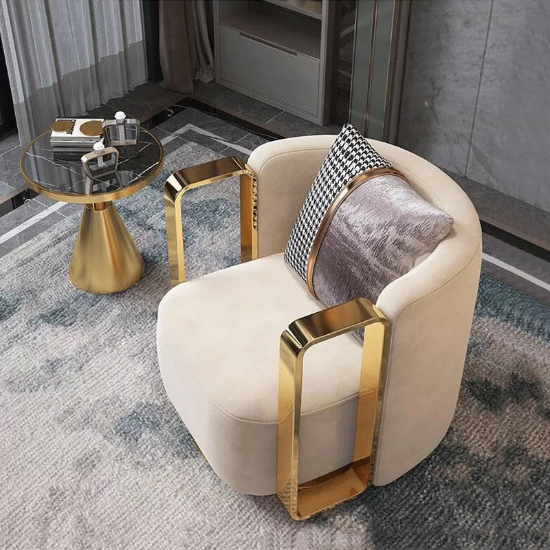 Armchair Lounge Swivel Luxury Gold Metal Frame Single Sessel Chair