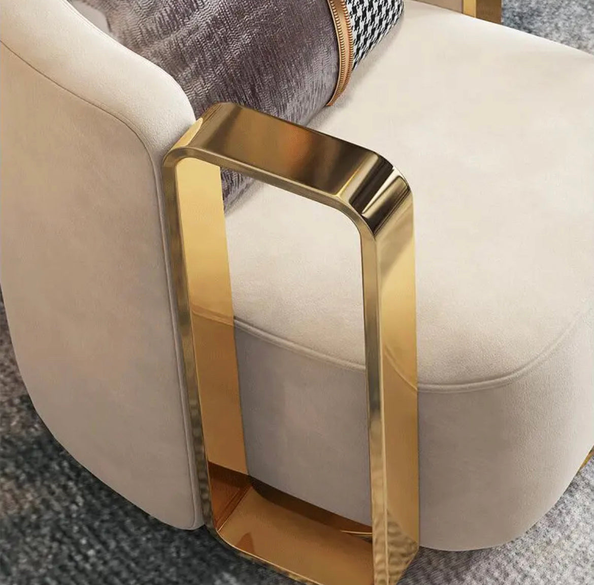 Armchair Lounge Swivel Luxury Gold Metal Frame Single Sessel Chair