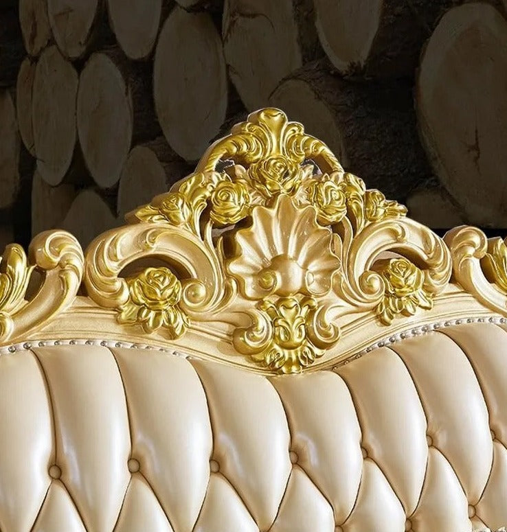 2023 New Arrival Antique European Sofa Baroque Style Classic Design Real Leather Sofa Set 