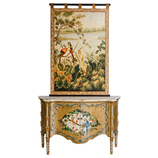 French Style Sideboard Plus Wall Art Hand Painted Oriental Baroque Design Furniture