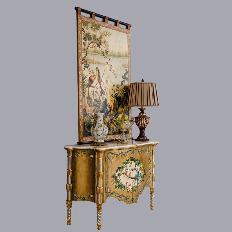 French Style Sideboard Plus Wall Art Hand Painted Oriental Baroque Design Furniture