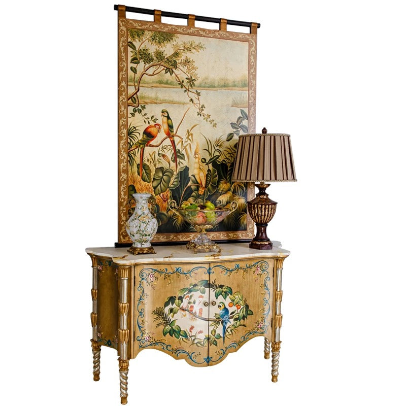 French Style Sideboard Plus Wall Art Hand Painted Oriental Baroque Design Furniture