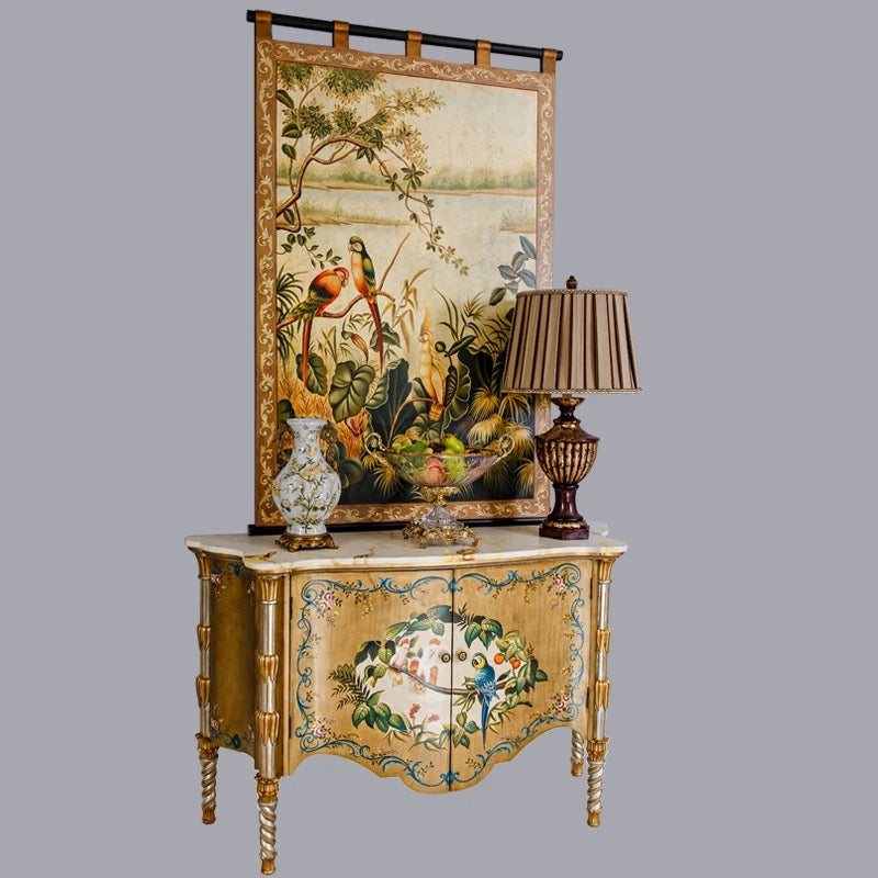 French Style Sideboard Plus Wall Art Hand Painted Oriental Baroque Design Furniture