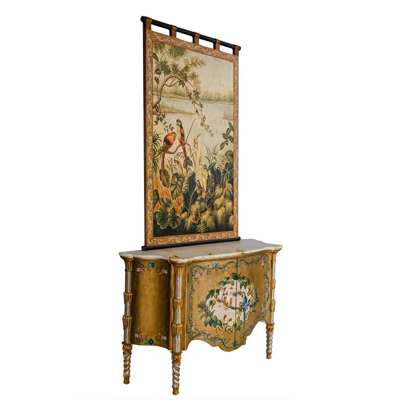 French Style Sideboard Plus Wall Art Hand Painted Oriental Baroque Design Furniture