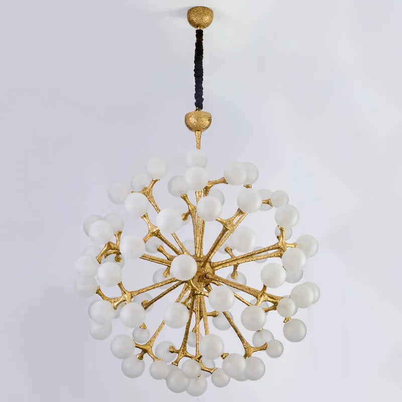 Pendant Light Golden Copper & Frosted White Glass Balls Nordic Lighting