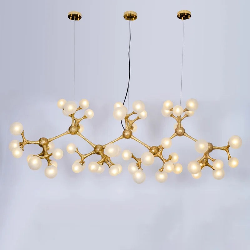 Pendant Light Golden Copper & Frosted White Glass Balls Nordic Lighting