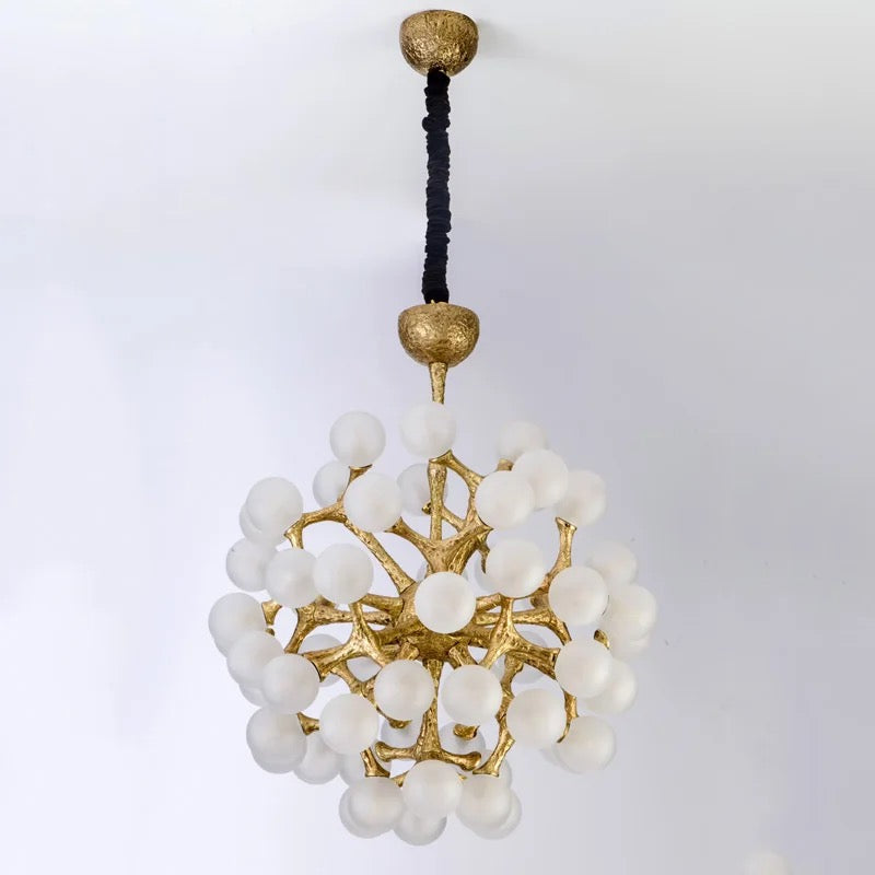 Pendant Light Golden Copper & Frosted White Glass Balls Nordic Lighting