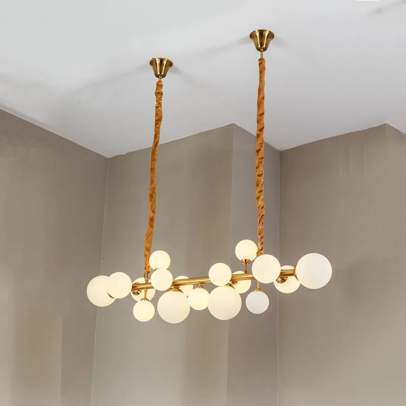 Pendant Light Golden Copper & Frosted White Glass Balls Nordic Lighting