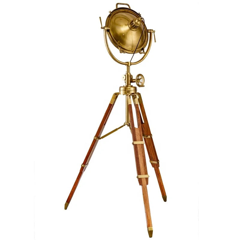 Floor Lamp Standing Light Copper and Redwood Tall Luxury Distinctive Tripod Lamps