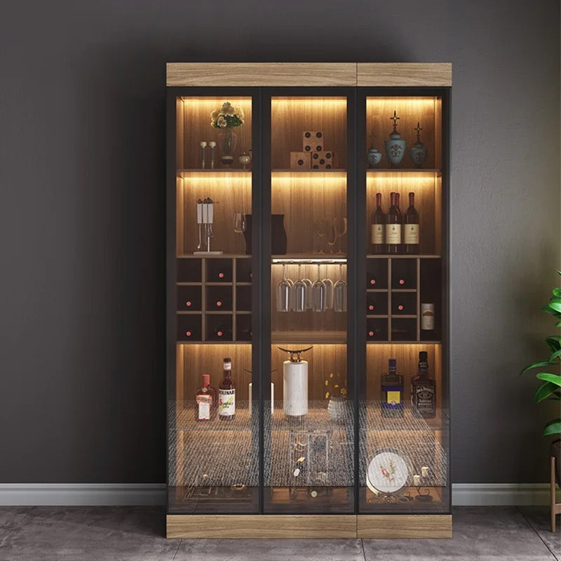 Cabinet Living Room Glass Display Cabinet Modern Minimalist Wooden Wine Cabinet With Light