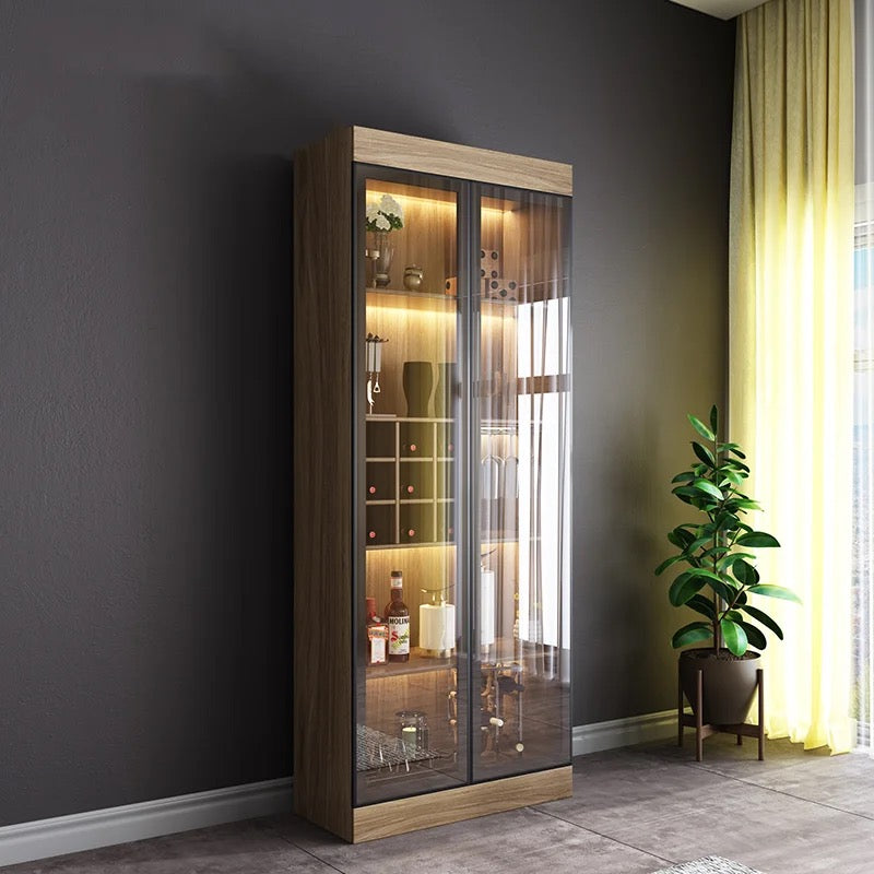 Cabinet Living Room Glass Display Cabinet Modern Minimalist Wooden Wine Cabinet With Light