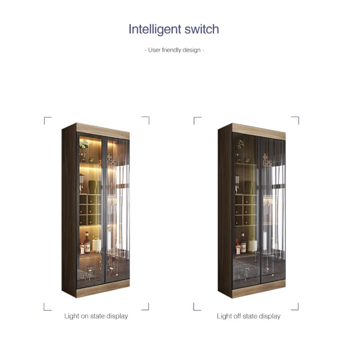 Cabinet Living Room Glass Display Cabinet Modern Minimalist Wooden Wine Cabinet With Light