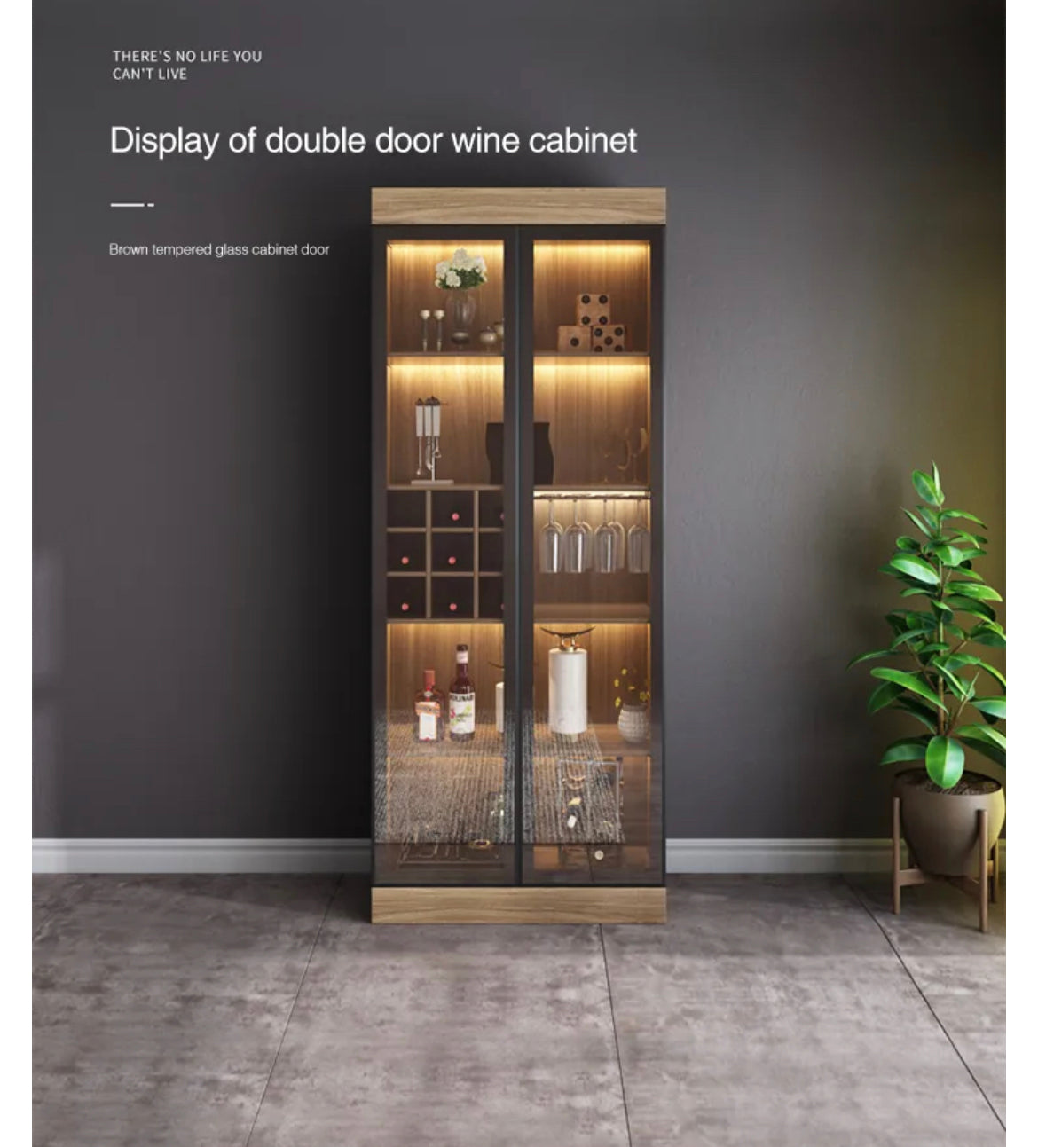 Cabinet Living Room Glass Display Cabinet Modern Minimalist Wooden Wine Cabinet With Light