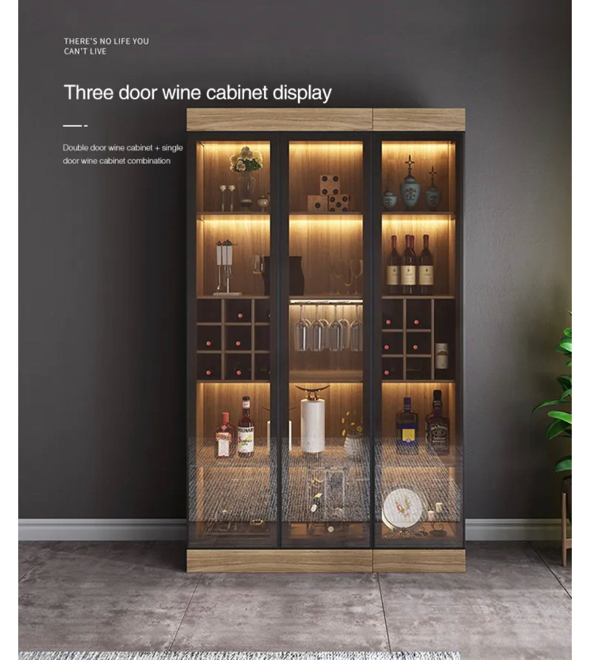 Cabinet Living Room Glass Display Cabinet Modern Minimalist Wooden Wine Cabinet With Light