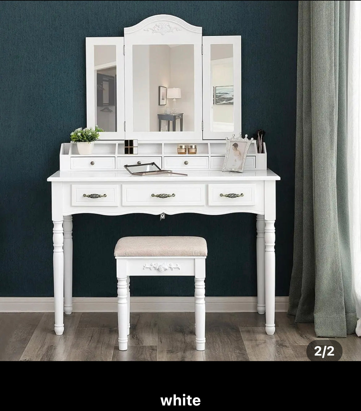 Bathroom Vanity 7 Drawers Wooden Makeup Vanity Dressing Table Set