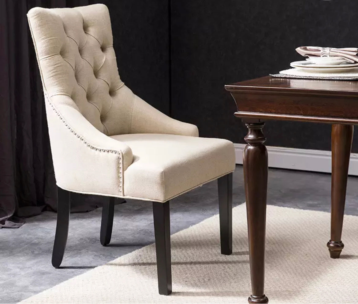 Dining Chair Solid Wood Frame Turfed Button Luxury Velvet Dinning Table Chairs