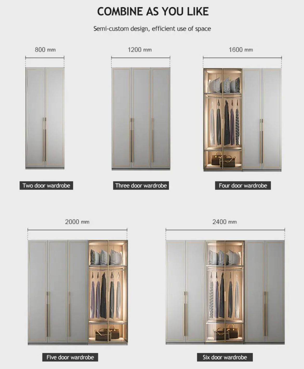 Wardrobe Bedroom Wooden Combination Wall Luxury Storage Wardrobe