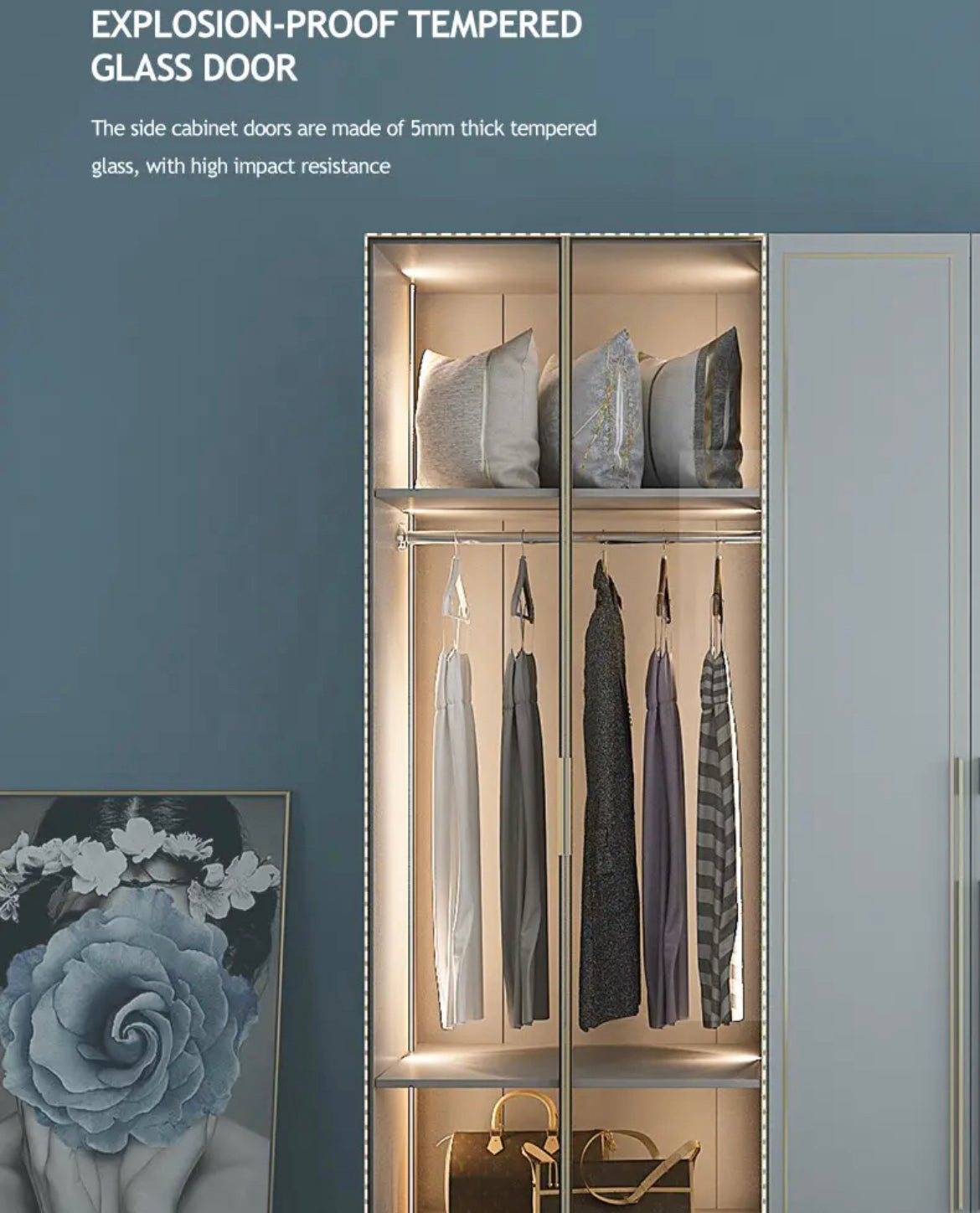 Wardrobe Bedroom Wooden Combination Wall Luxury Storage Wardrobe