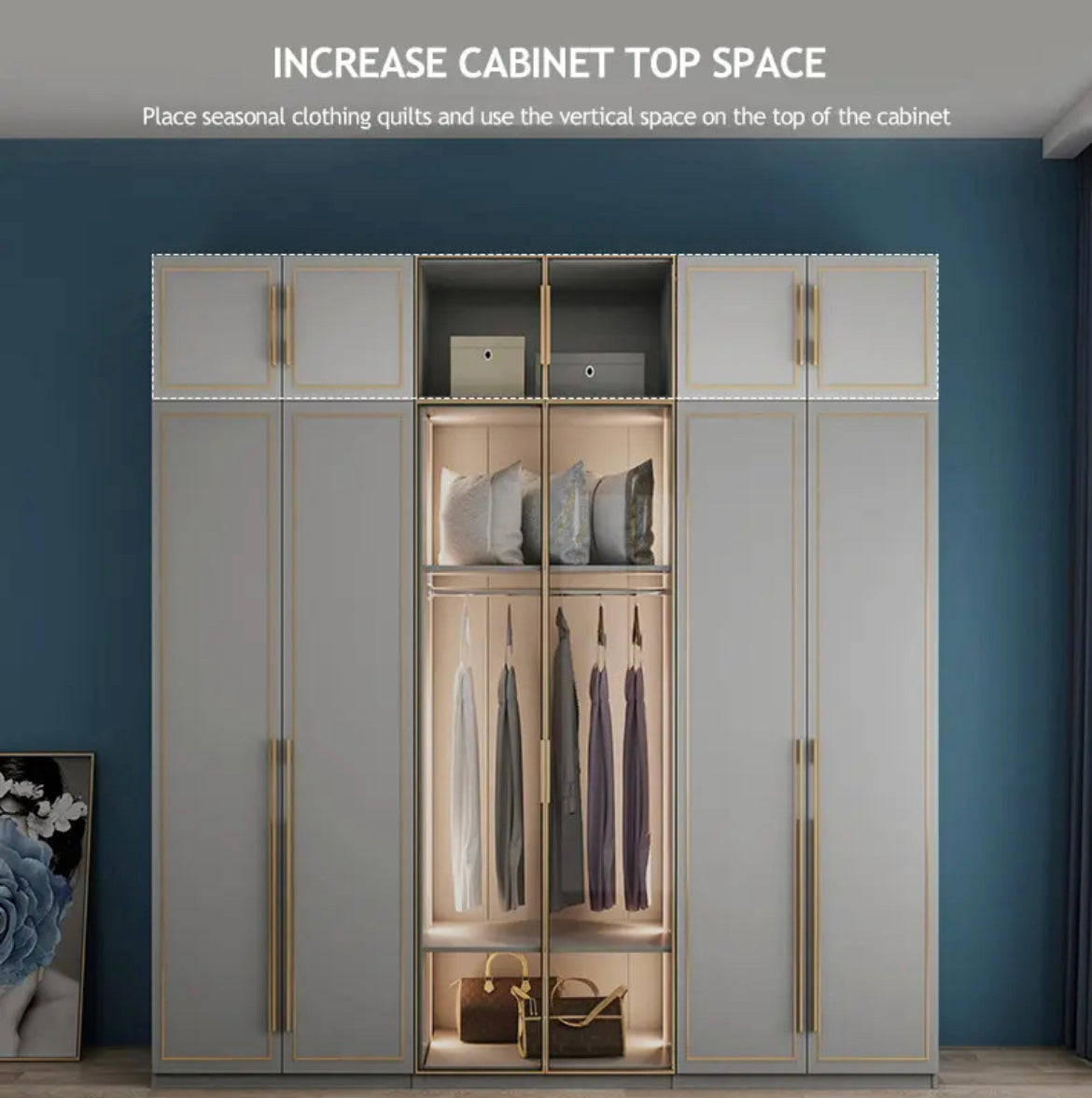 Wardrobe Bedroom Wooden Combination Wall Luxury Storage Wardrobe