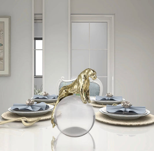 Luxury Decorative Art Modern Metal Leopard Crystal Crafts Home Deko