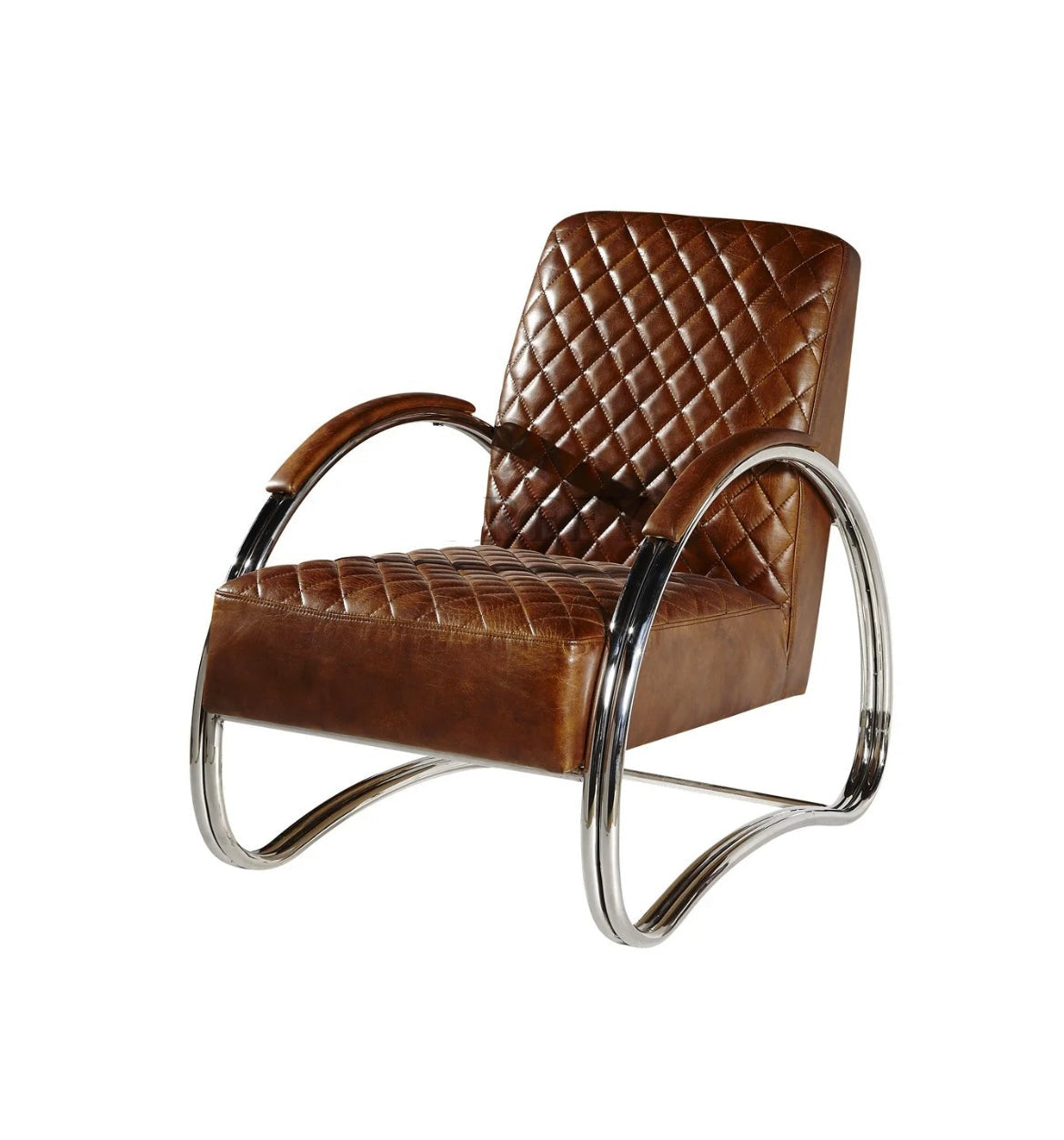 Arm Chair Silver Metal Frame Designer Diamond Retro Leather Armchair