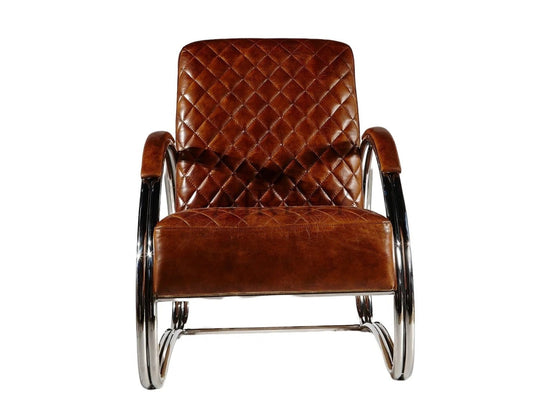 Arm Chair Silver Metal Frame Designer Diamond Retro Leather Armchair