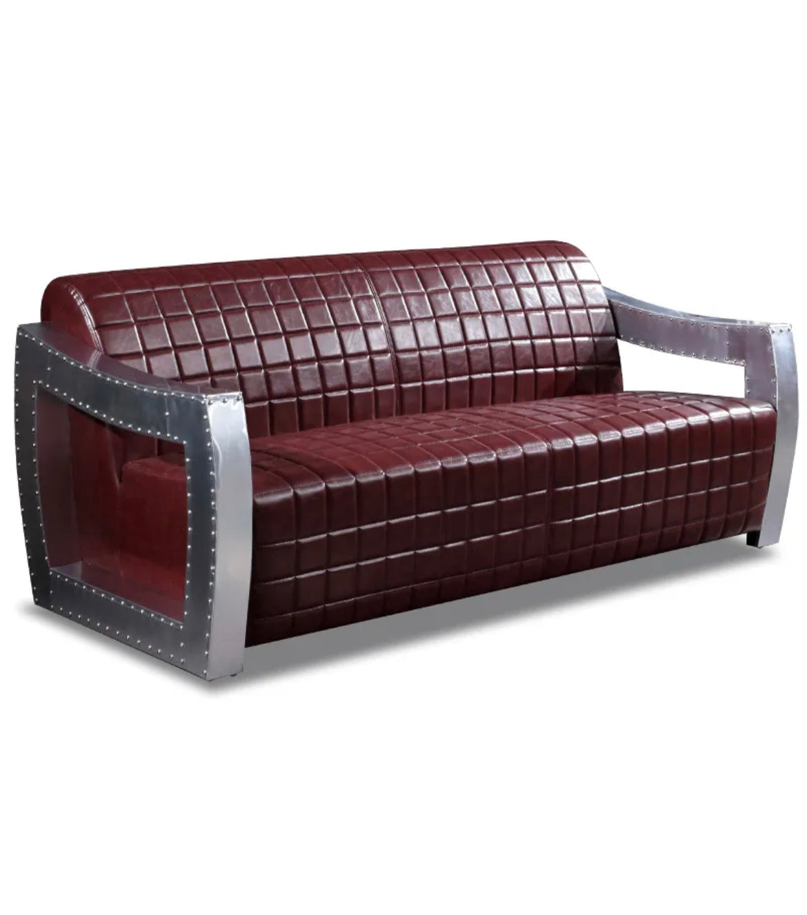 3 Seater Sofa Interior Design Furniture Home Office Chesterfield Sofa Solid Wood Leather Aluminum Aviator Design Sofa