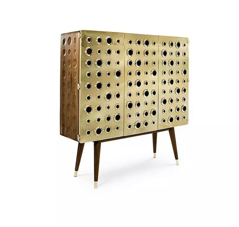 Modern Golden Side Cabinet Stainless Steel Solid Wood Luxury Cabinet Living Room Storage Cabinet