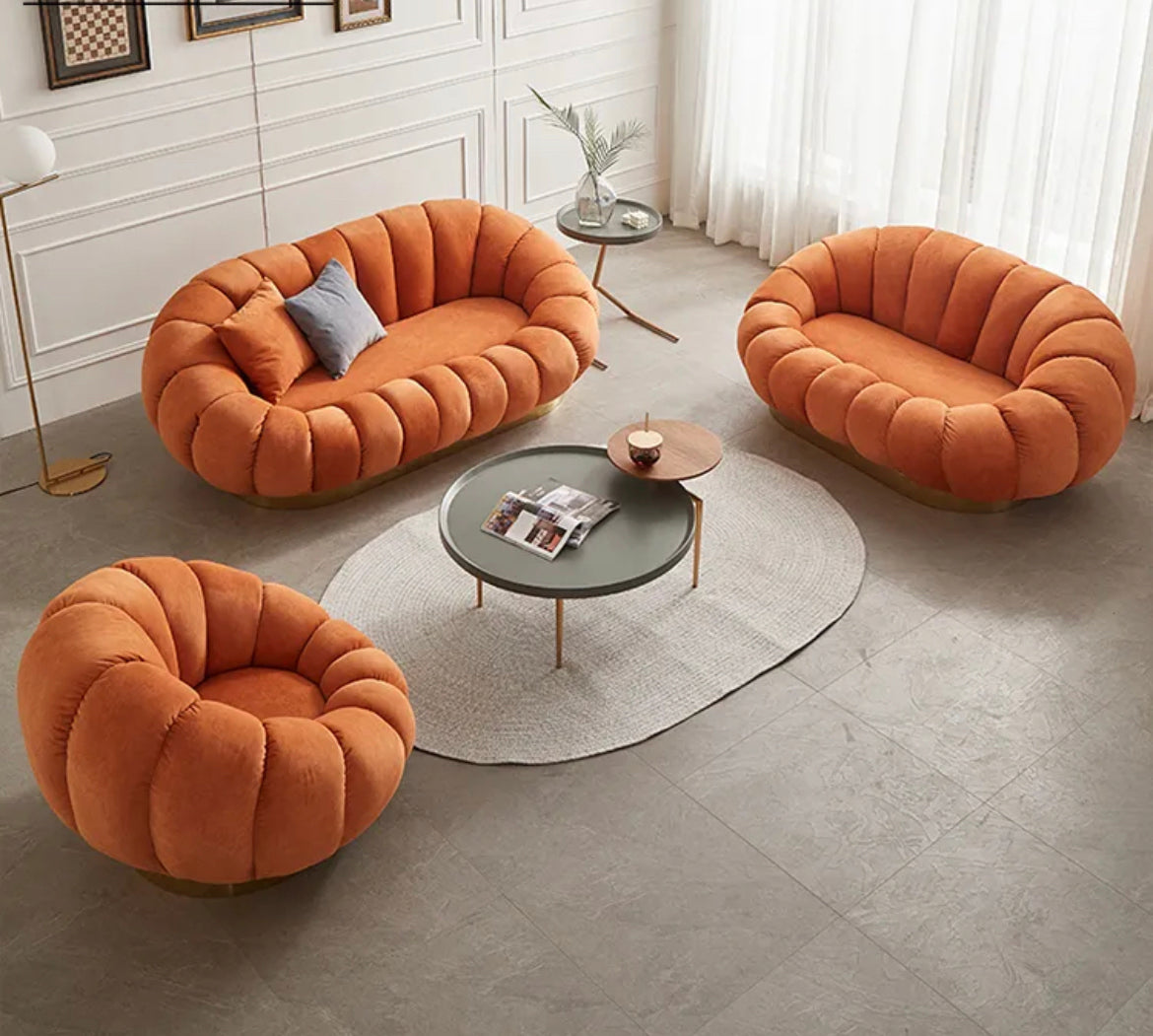 Sofa Set Cozy Pumpkin Shape Sofa Chairs Living Room Luxury Velvet Sofas