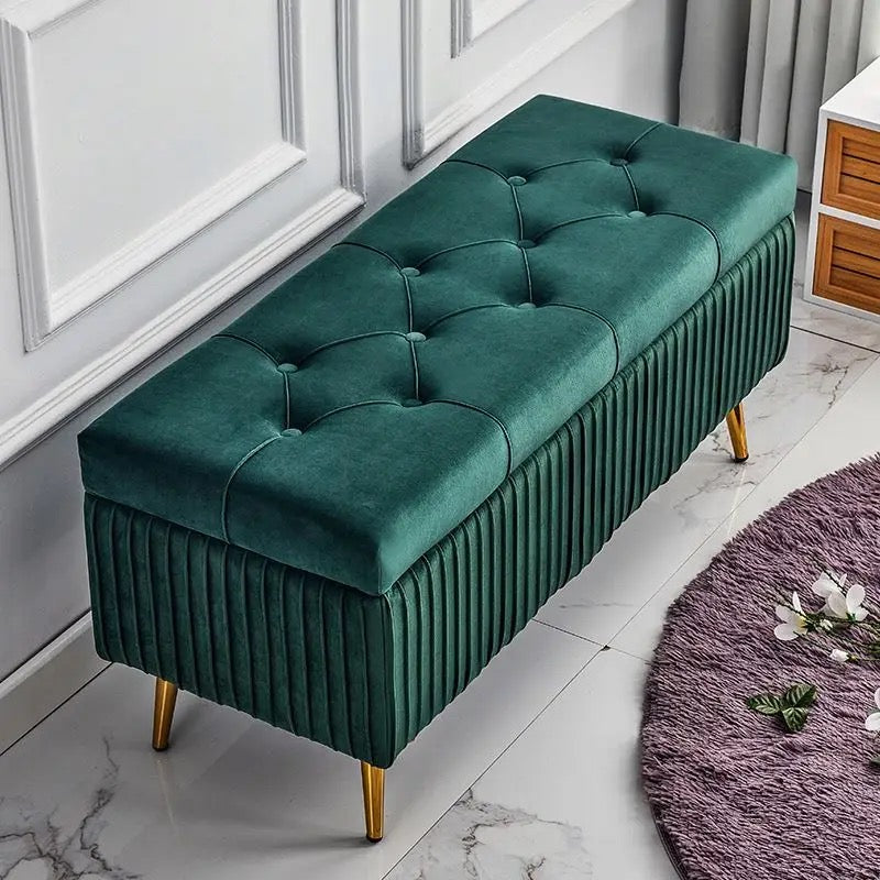 Bench Long Ottoman Comfortable Footstool Velvet Shoe Change Benches