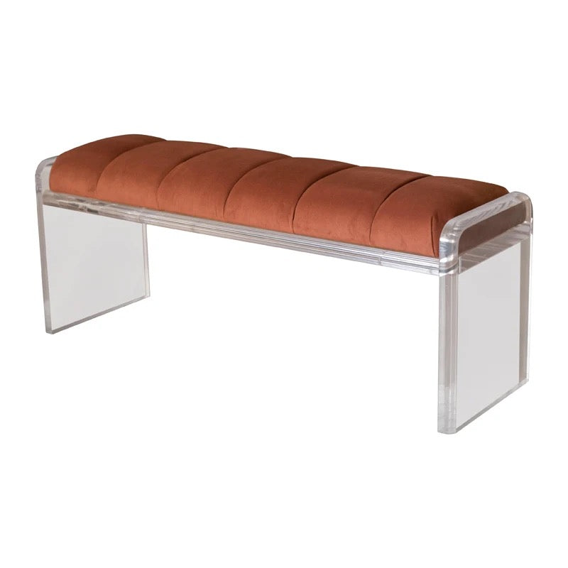 Designer Acrylic Velvet Bench Transparent Long Soft Stool Benches