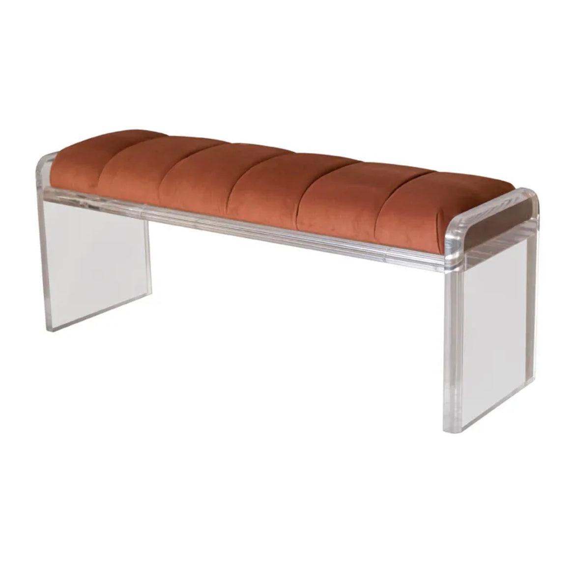 Designer Acrylic Velvet Bench Transparent Long Soft Stool Benches