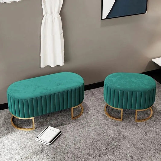 Bench Light Luxury Ottoman Stool High Quality Round Velvet Shoe Change Benches