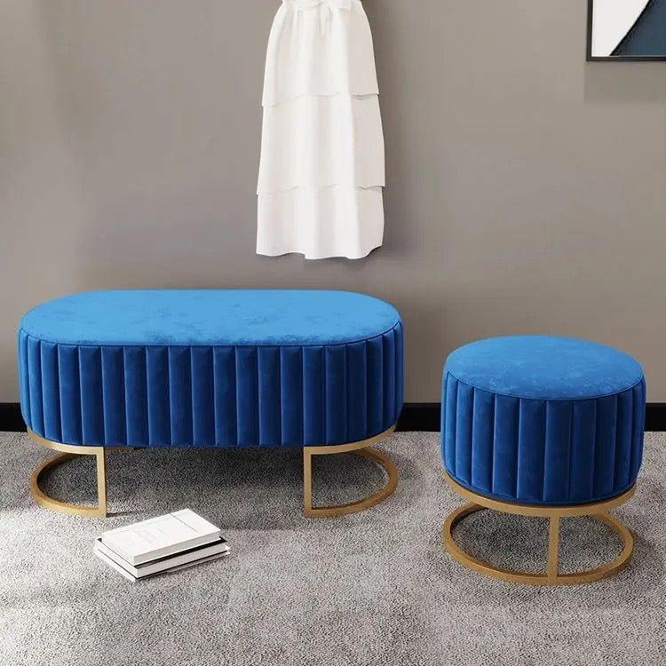 Bench Light Luxury Ottoman Stool High Quality Round Velvet Shoe Change Benches