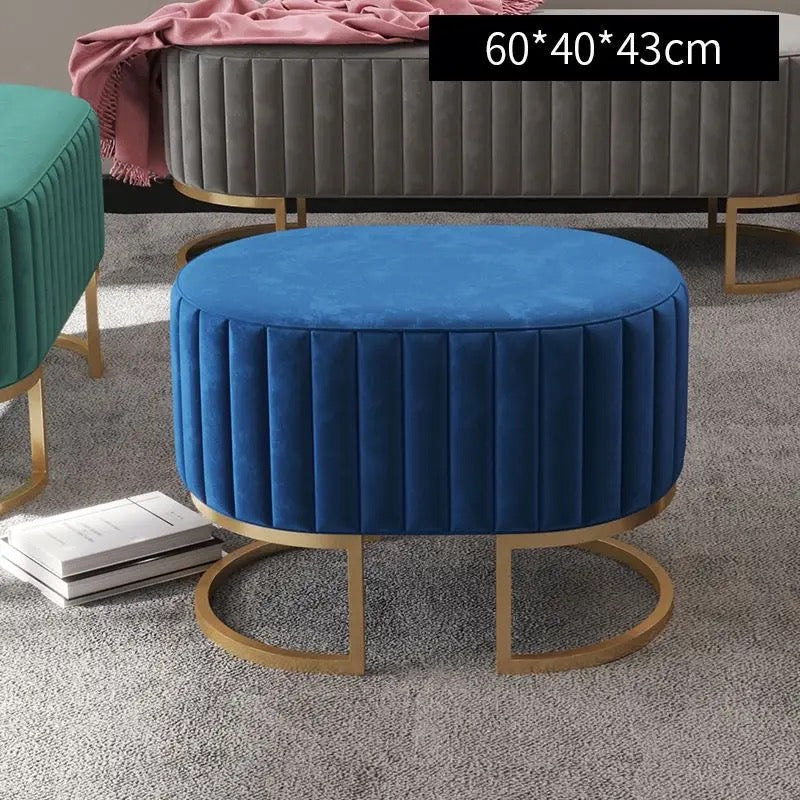 Bench Light Luxury Ottoman Stool High Quality Round Velvet Shoe Change Benches