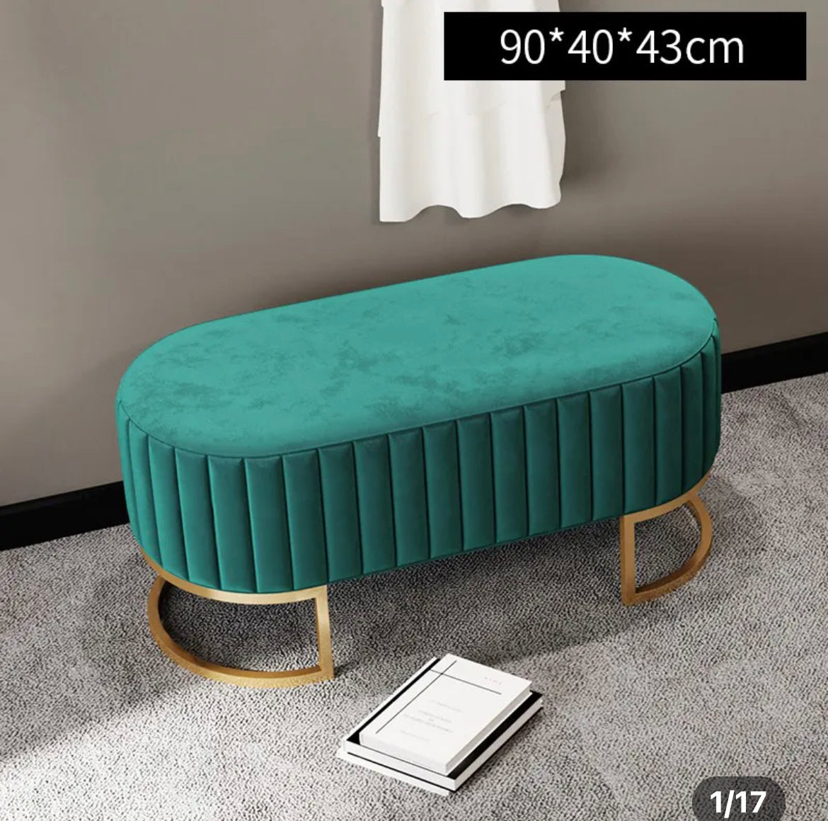 Bench Light Luxury Ottoman Stool High Quality Round Velvet Shoe Change Benches