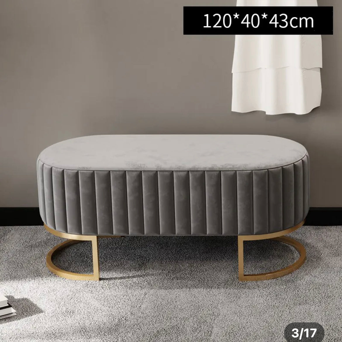 Bench Light Luxury Ottoman Stool High Quality Round Velvet Shoe Change Benches