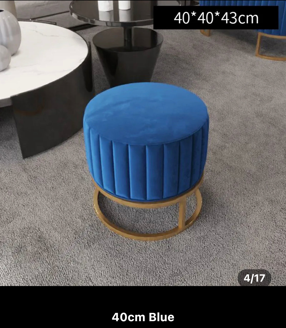 Bench Light Luxury Ottoman Stool High Quality Round Velvet Shoe Change Benches