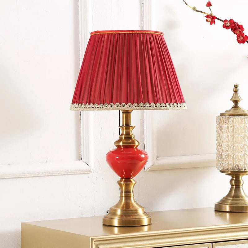 Table Lamp Ceramic Red Festive Atmosphere Bedroom Bedside Lamps