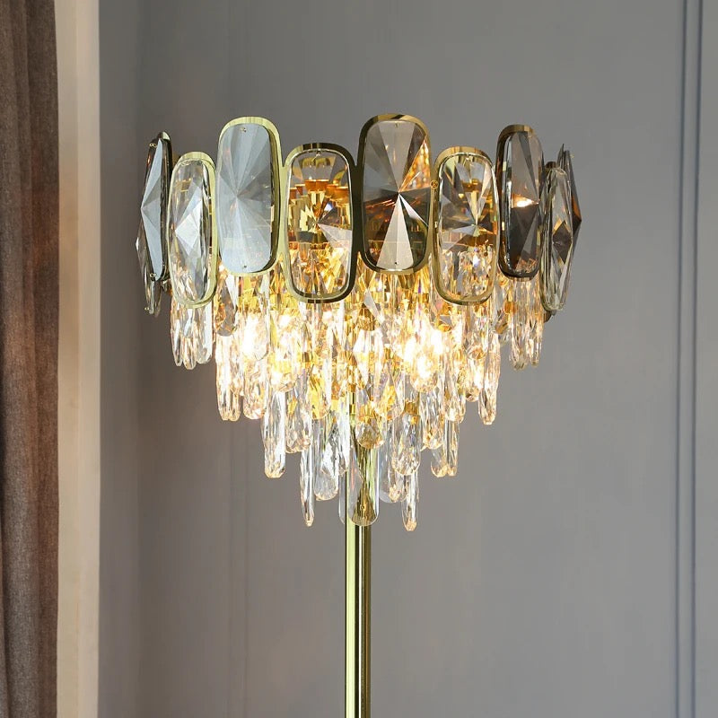 Floor Lamp Indoor Fancy Gold Crystal Lights Modern Design Floor Lamps