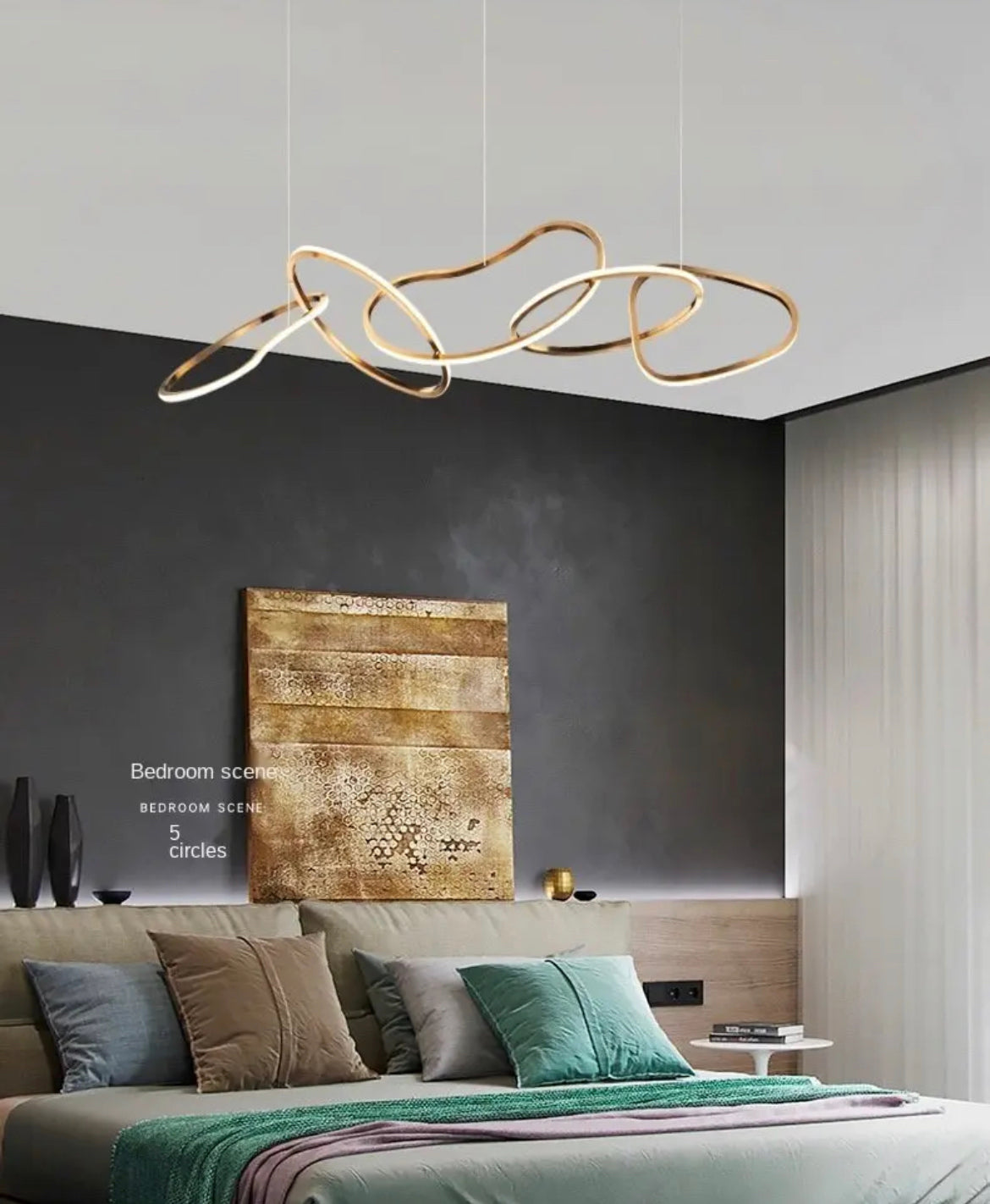 Pendant Light Hanging Decorative Circle Rings Lighting Aluminum Gold Led Pendant Lights