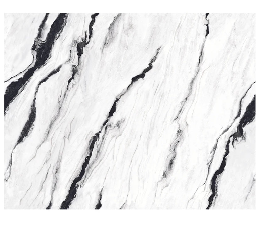 High Gloss Design Black Panda White Marble Look Ceramic Porcelain Slab For Interior Wall Panels