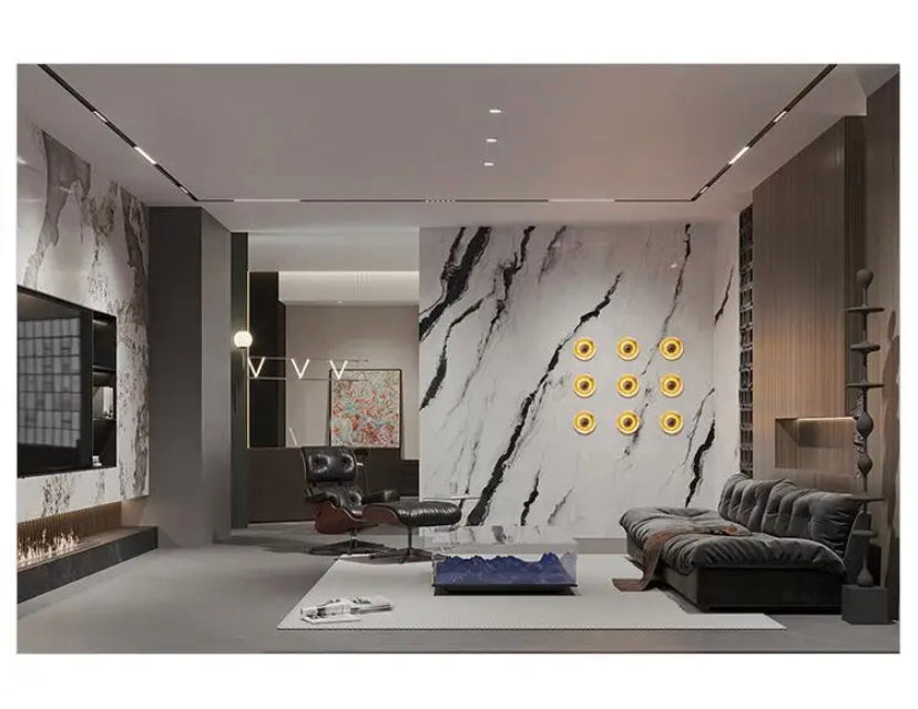 High Gloss Design Black Panda White Marble Look Ceramic Porcelain Slab For Interior Wall Panels