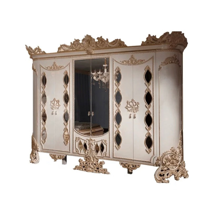 Master Bedroom Vanity Set Hand Carved Mirror and Drawers Luxury Barock Style Dressing Table